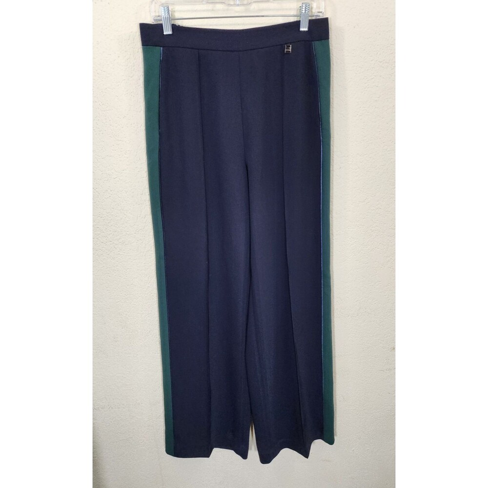 Ted Baker London Clarpa Wide Leg Pants US 6 (TB Size 2) Navy Green Side Stripe